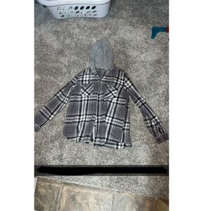 Gray Plaid Kids Hoodie Shirt